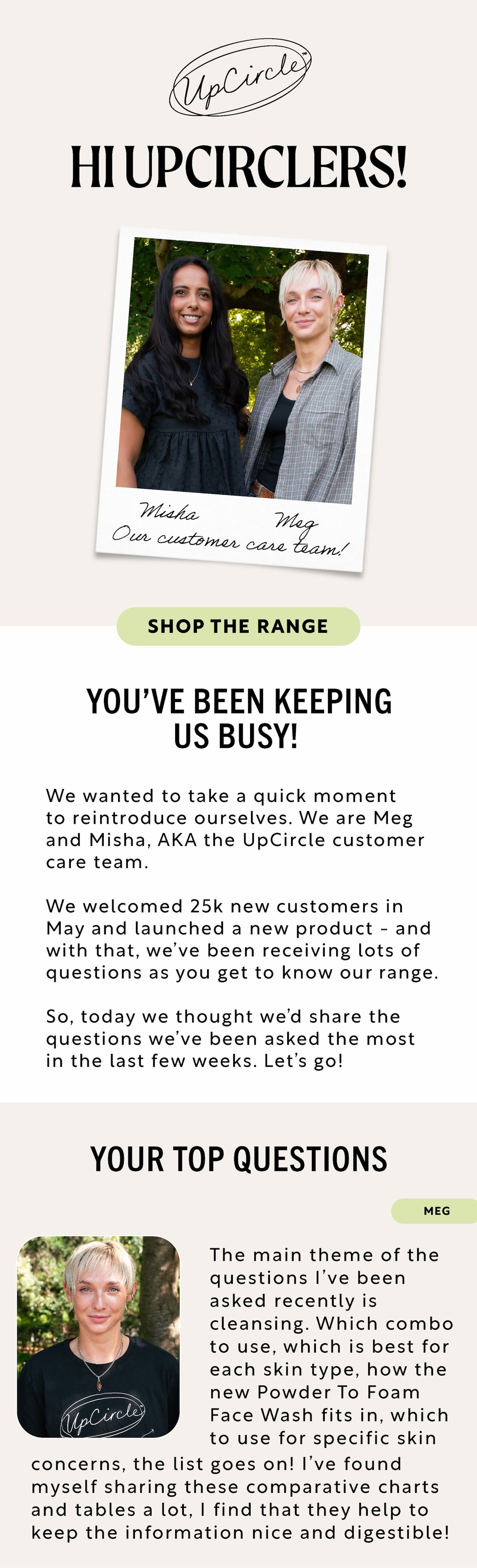 An update from our customer care team - shop now!