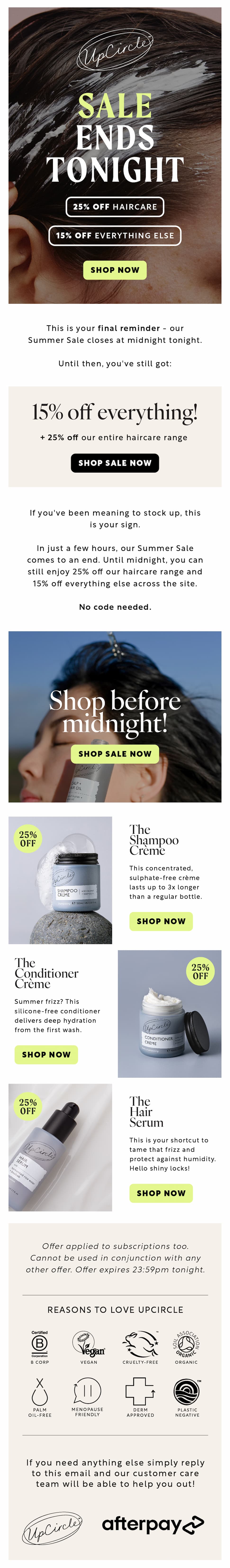 Our Summer Sale ends tonight- shop now