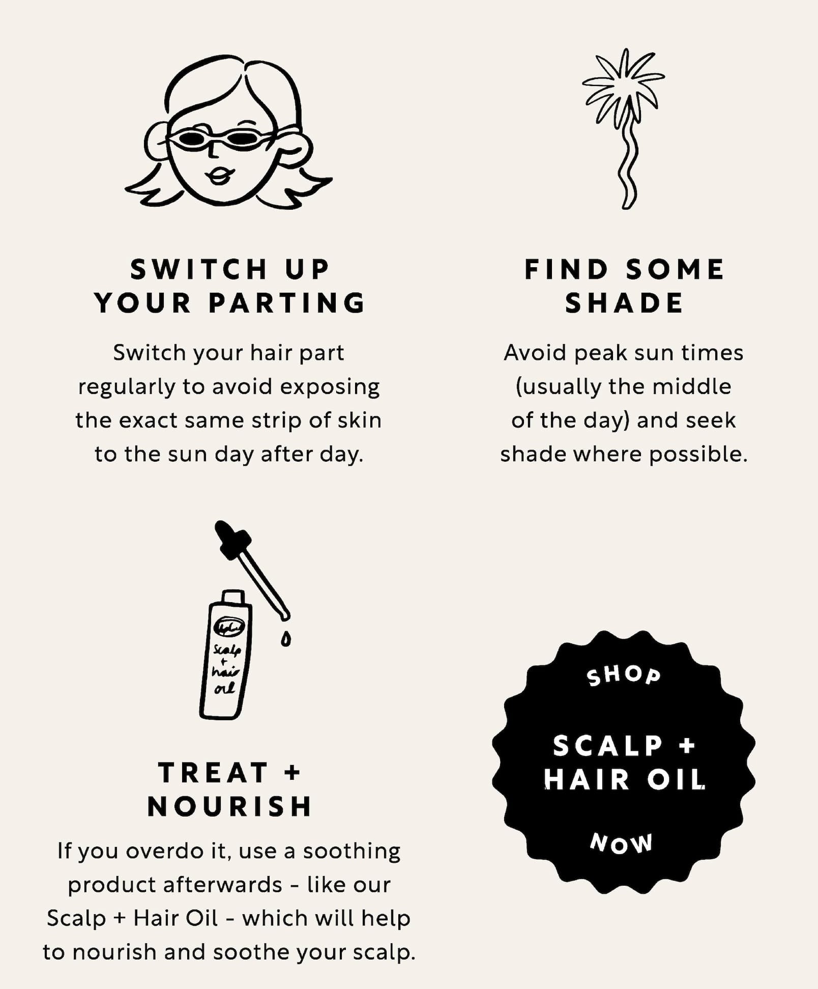 Festival season essentials, like our scalp + hair oil - Shop now!