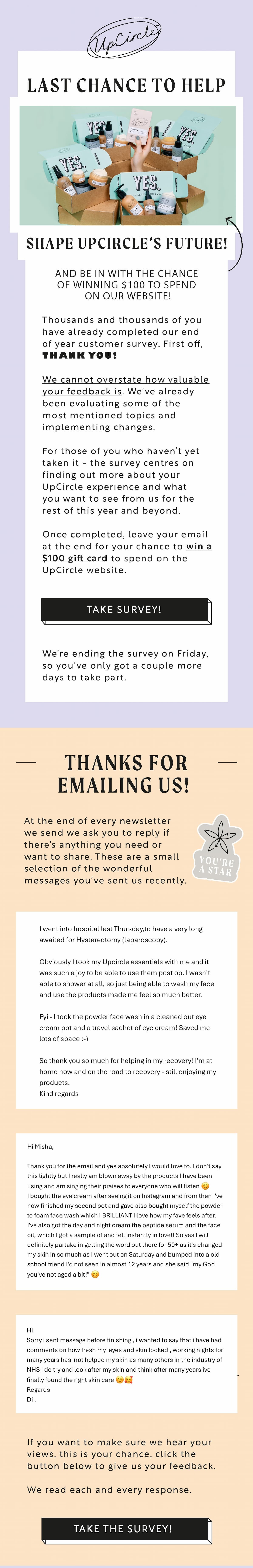 Take our mid year survey and enter a $100 draw