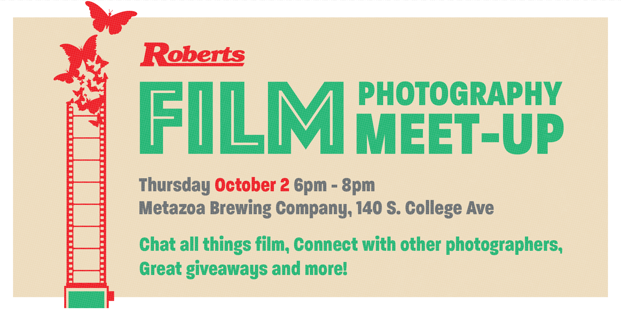 Film Photography Meet-Up. October 2 @ 6-8pm. Metazoa Brewing Company, 140 South College Avenue, Indianapolis 