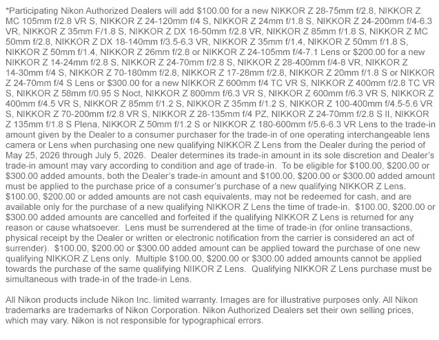 Shop the Nikon Lens Trade-Up Event