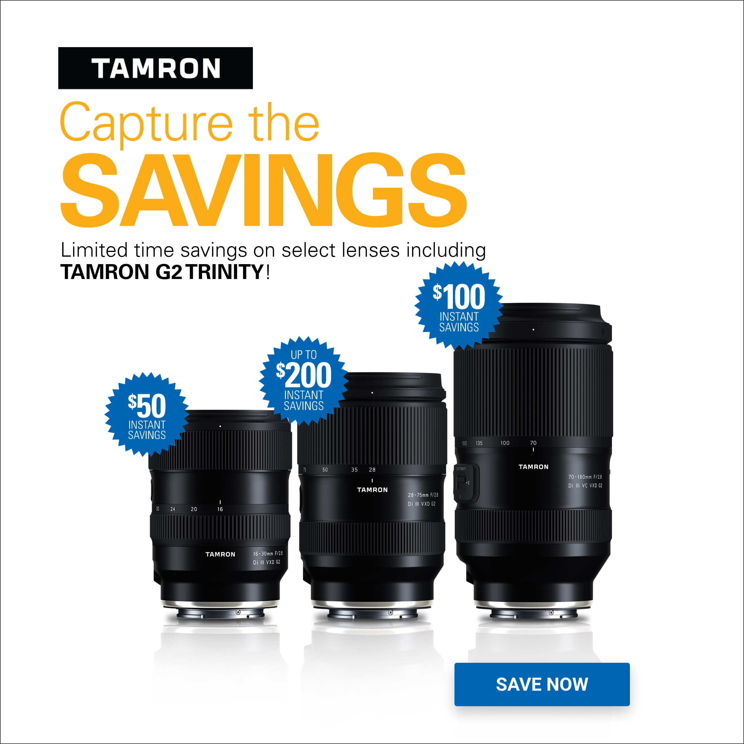 Capture the Savings! Shop All Tamron Savings