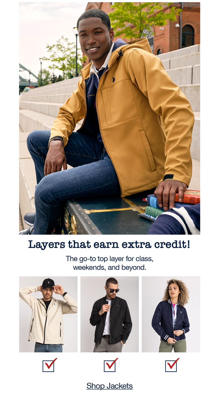 Layers that earn extra credit! The go-to top layer for class, weekends, and beyond. Shop jackets