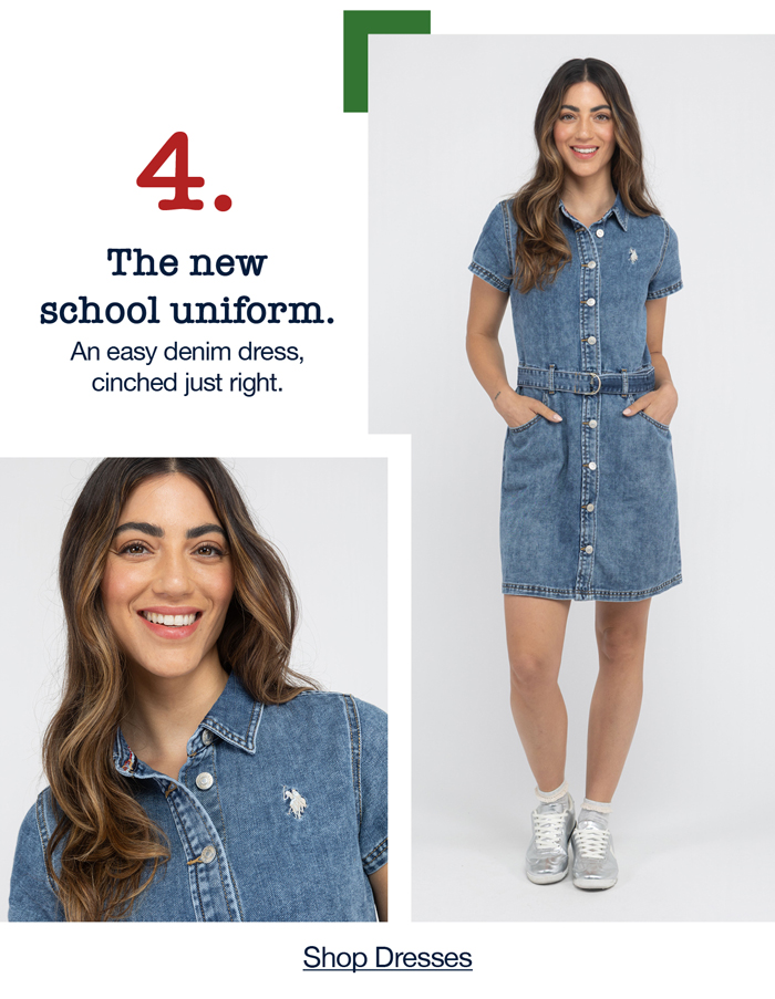 4. The new school uniform. An easy denim dress, cinched just right. Shop dresses