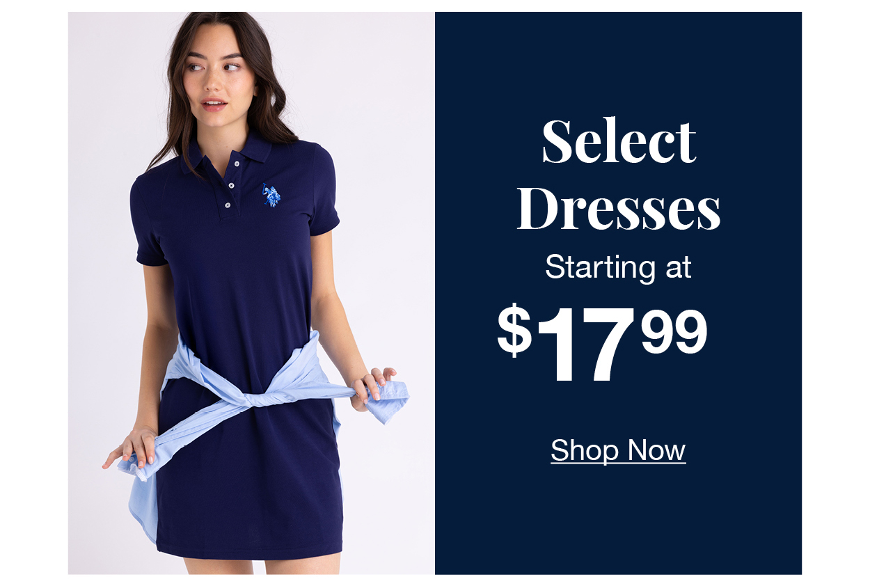 Select Dresses starting at $17.99 shop now