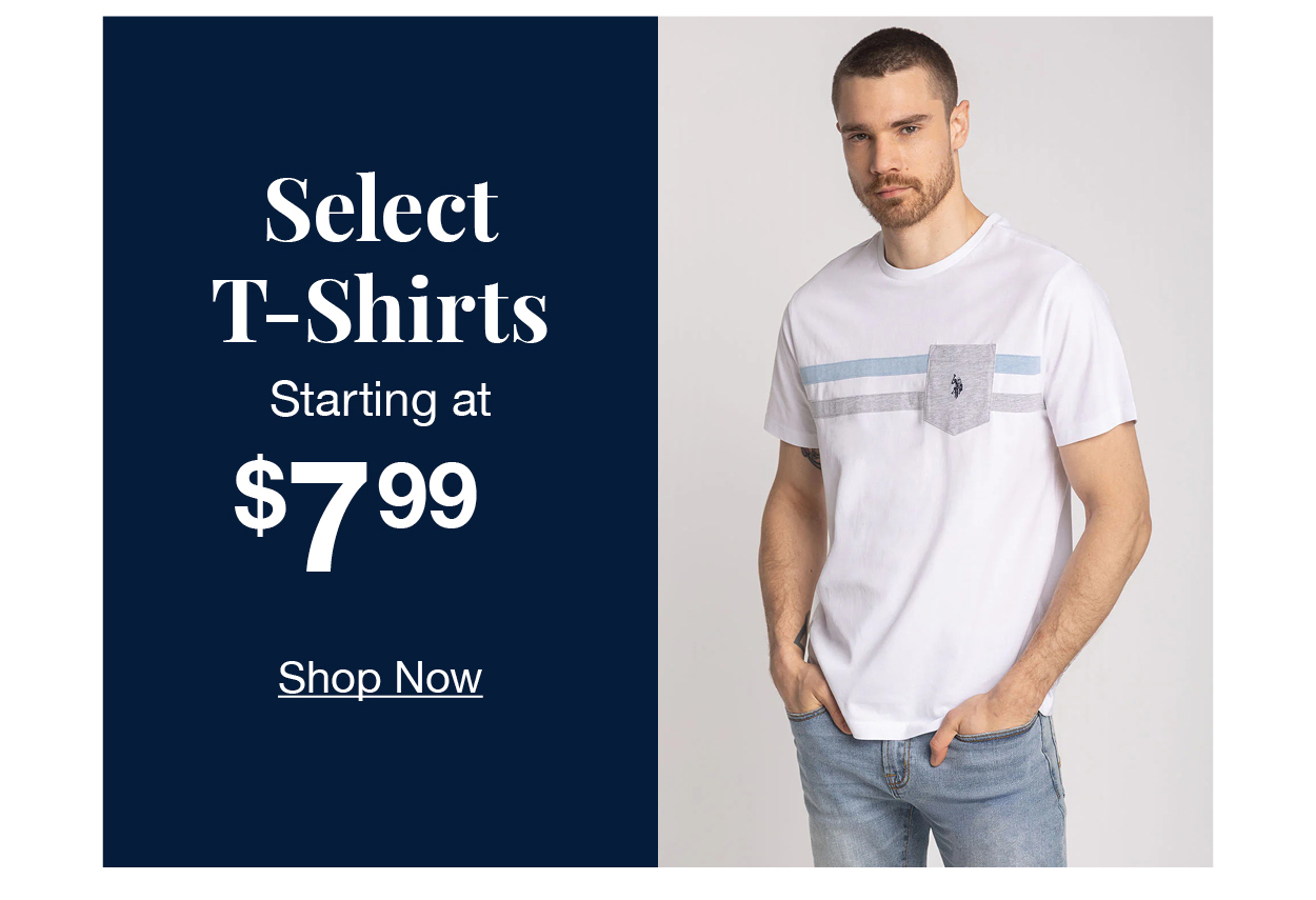 Select T-shirts starting at $7.99 shop now