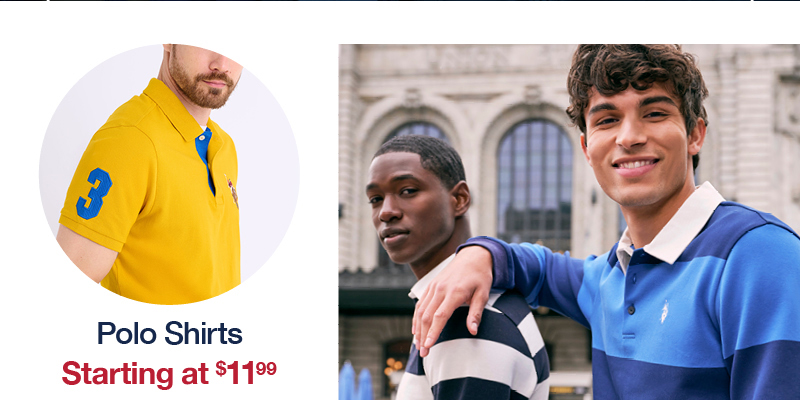 Polo shirts starting at $11.99