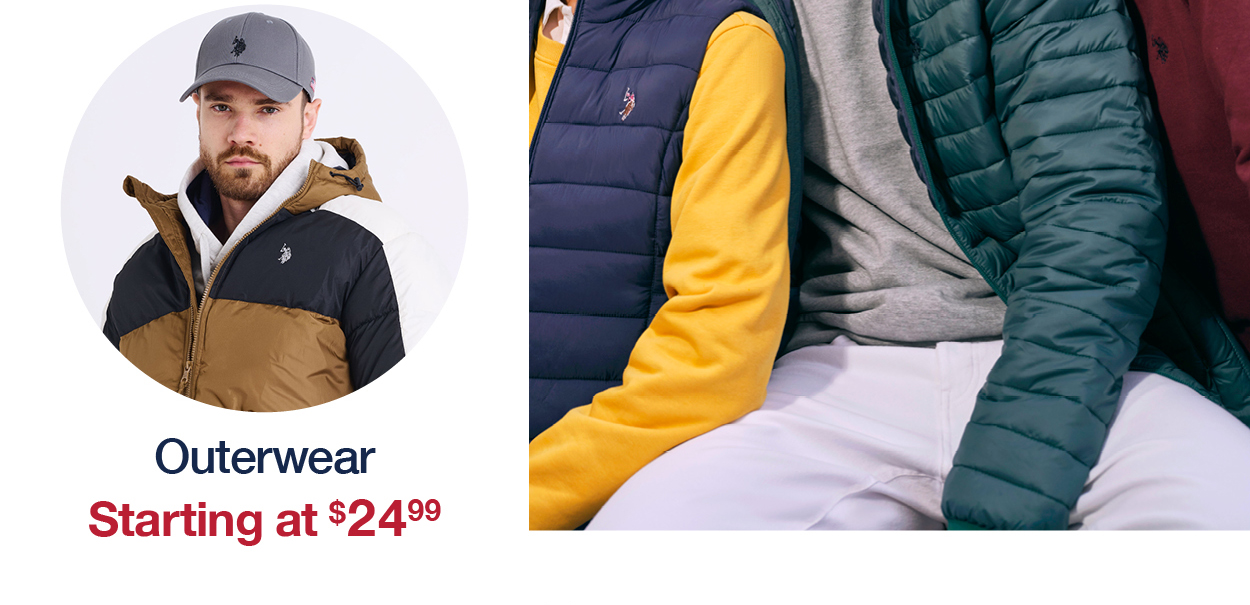 Outerwear starting at $24.99