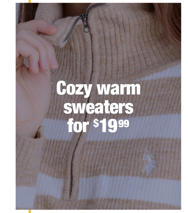 Cozy warm sweaters for $19.99