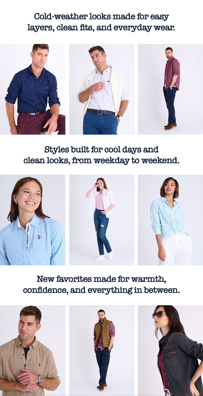 Cold-weather looks made for easy layers, clean fits, and everyday wear. Styles built for cool days and clean looks, from weekday to weekend. New favorites made for warmth, confidence, and everything in between.