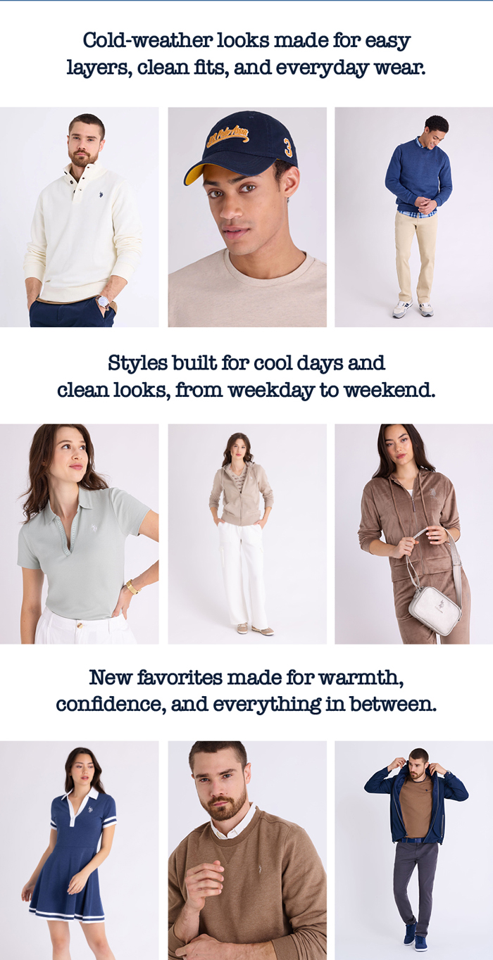 Cold-weather looks made for easy layers, clean fits, and everyday wear. Styles built for cool days and clean looks, from weekday to weekend. New favorites made for warmth, confidence, and everything in between.