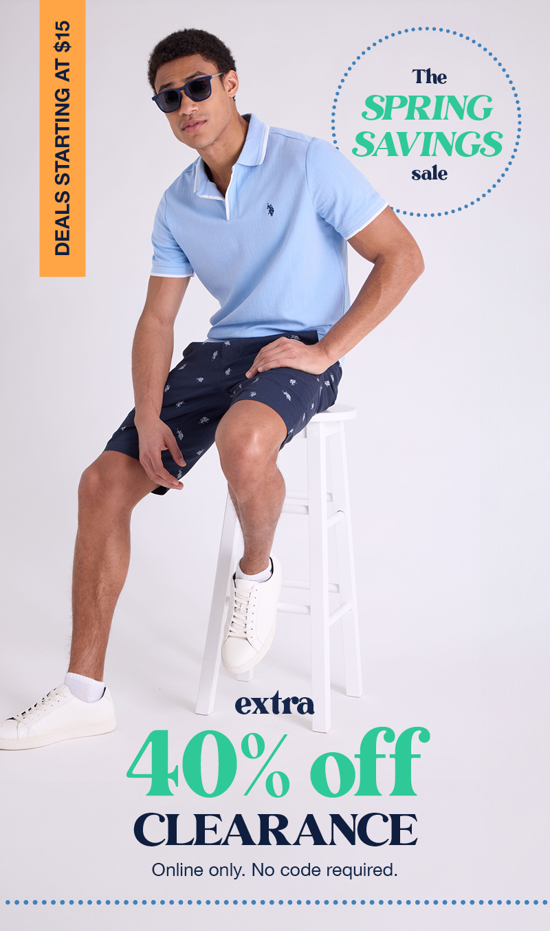 The spring savings sale. Deals starting at $15 Extra 40% off clearance Online only. No code required.