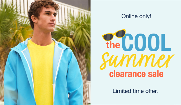 Online only! The cool summer clearance sale. Limited time offer.