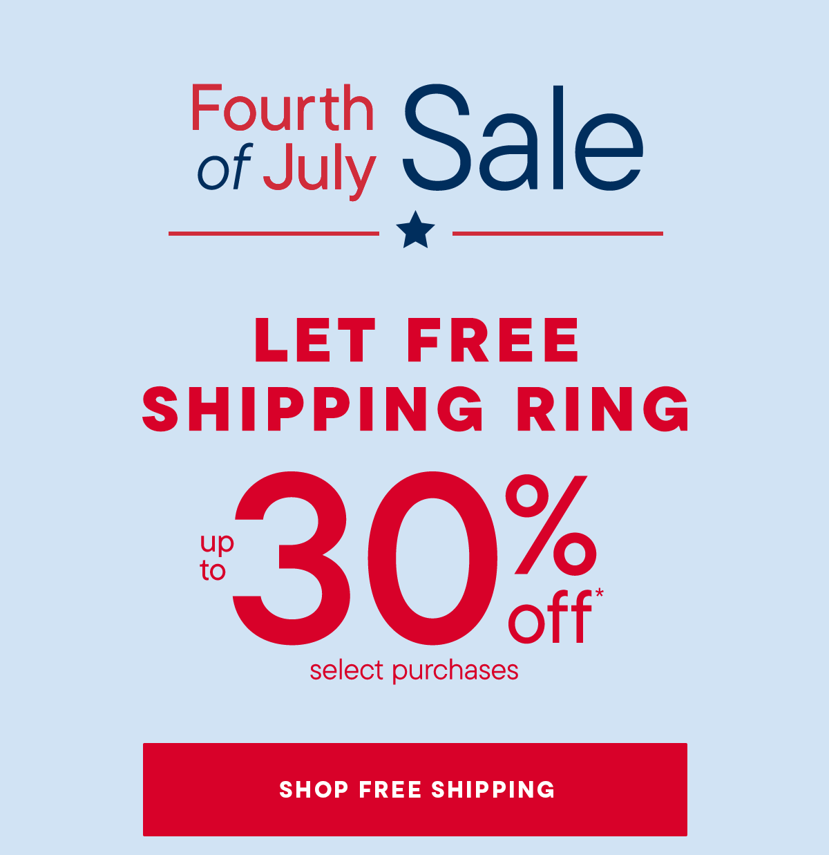 Free shipping + Up to 30% off