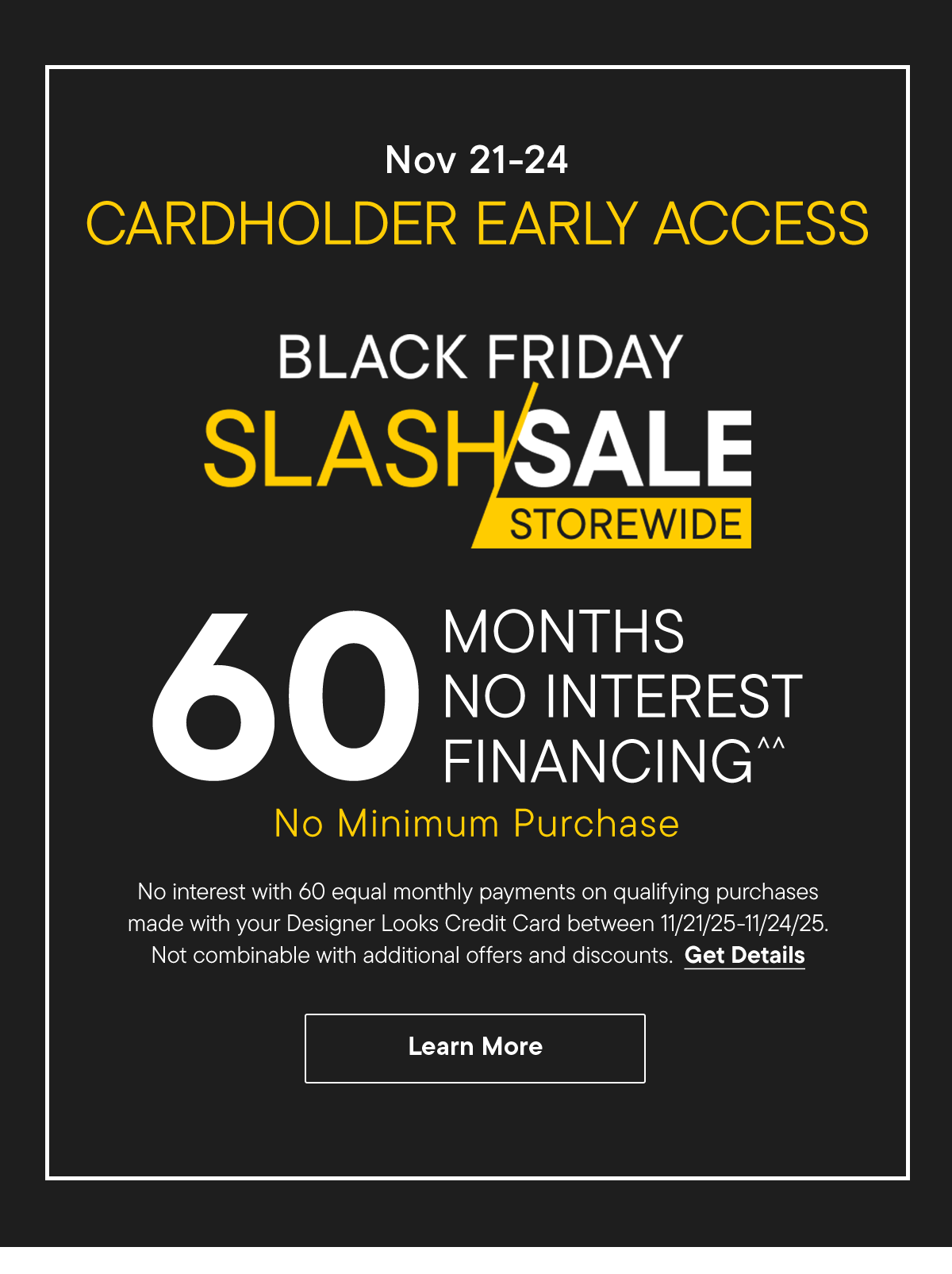 60 months no interest financing