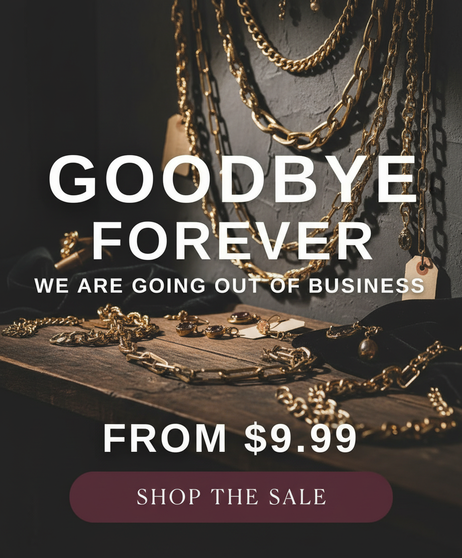 an image of a display of jewelry on a table with a quote saying goodbye forever we are going