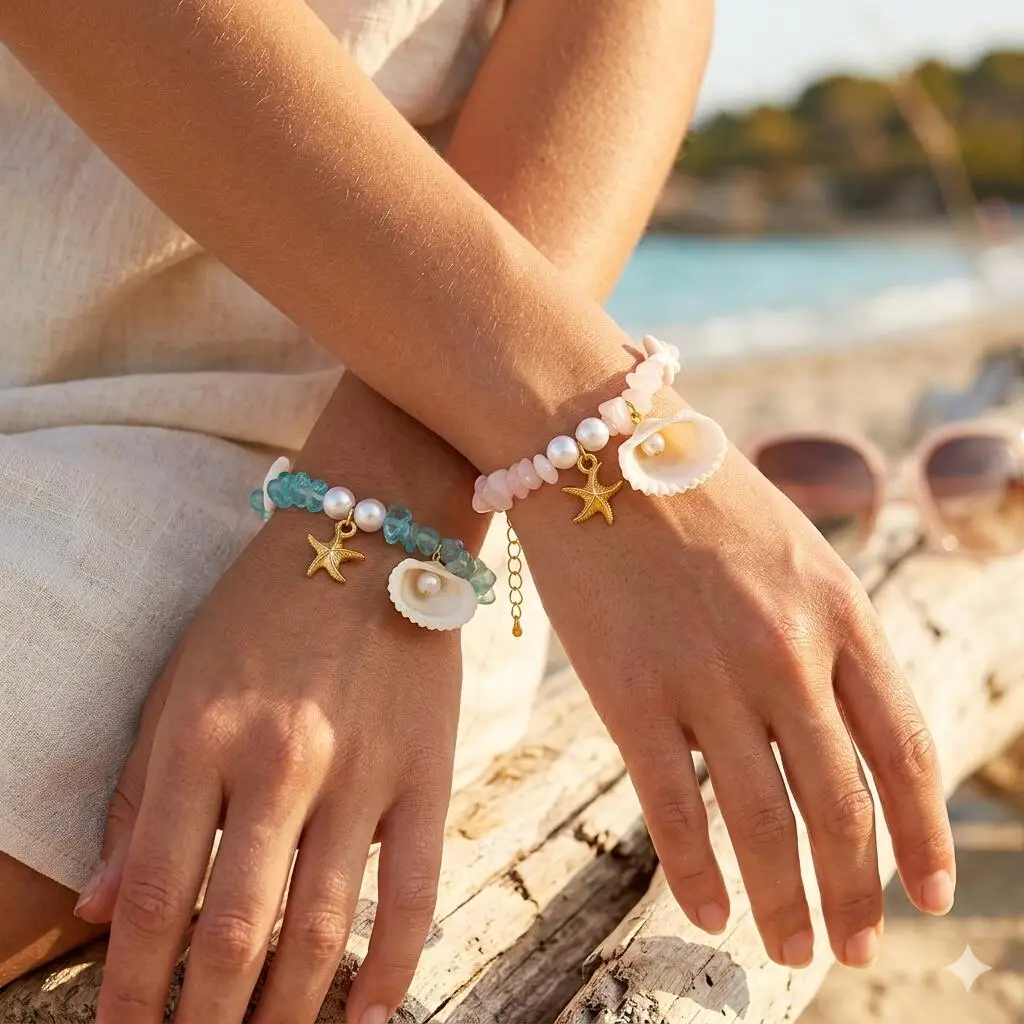 Starfish and Shell Beaded Bracelet
