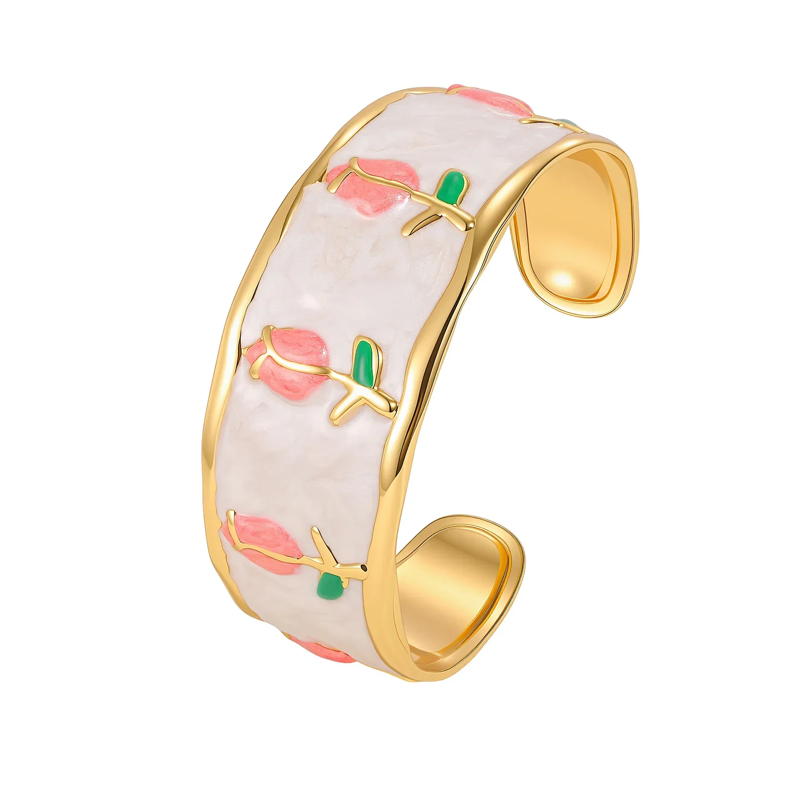 Enamel Tulip Cuff Bracelet