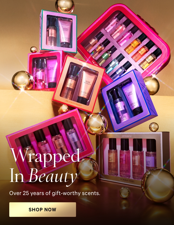 Wrapped In BeautyOver 25 years of gift-worthy scents.&nbsp;Two-Piece Mist & Lotion Gift Set>The Best Of Mist Gift Set>The Ultimate Discovery Set>Gift With a KissWow-worthy Lip presents in perfect packaging.12 Days Of Gloss>Perfect Pout Gift Set>Flavor Favorites Gift Set> 