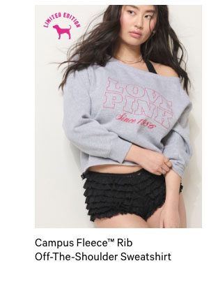 Campus Fleece Rib Off-The-Shoulder Sweatshirt - Shop Now.