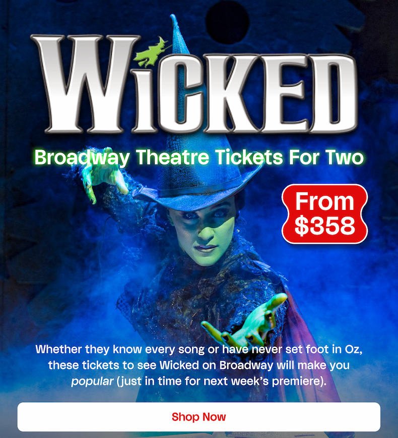 WICKED Broadway Theater Tickets for Two