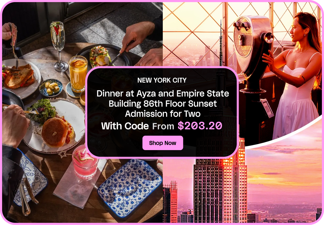 Dinner at Ayza and Empire State Building 86th Floor Sunset Admission for Two
