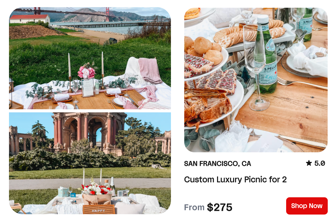 Custom Luxury Picnic for 2 in San Francisco