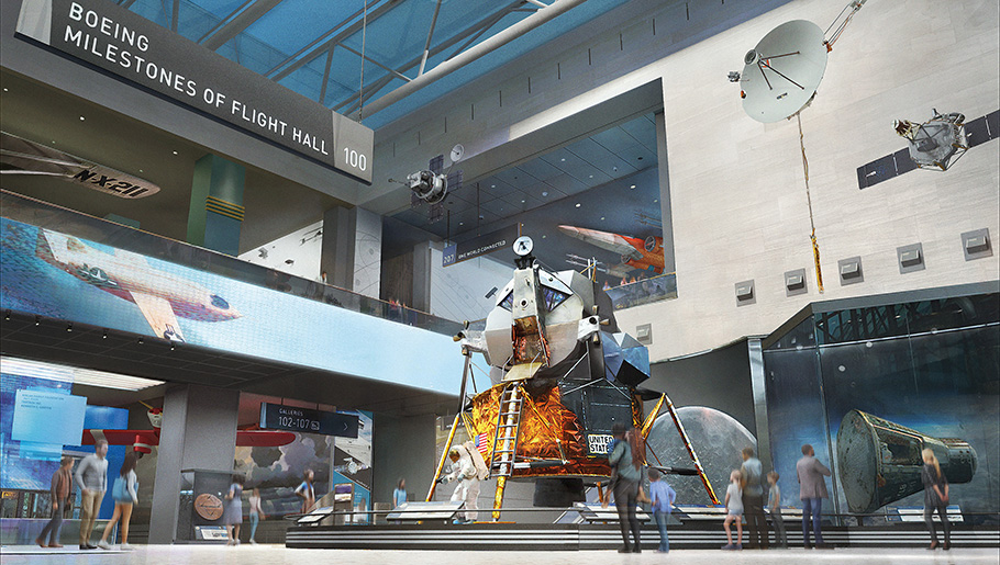 An artist's concept of the Milestones of Flight gallery.