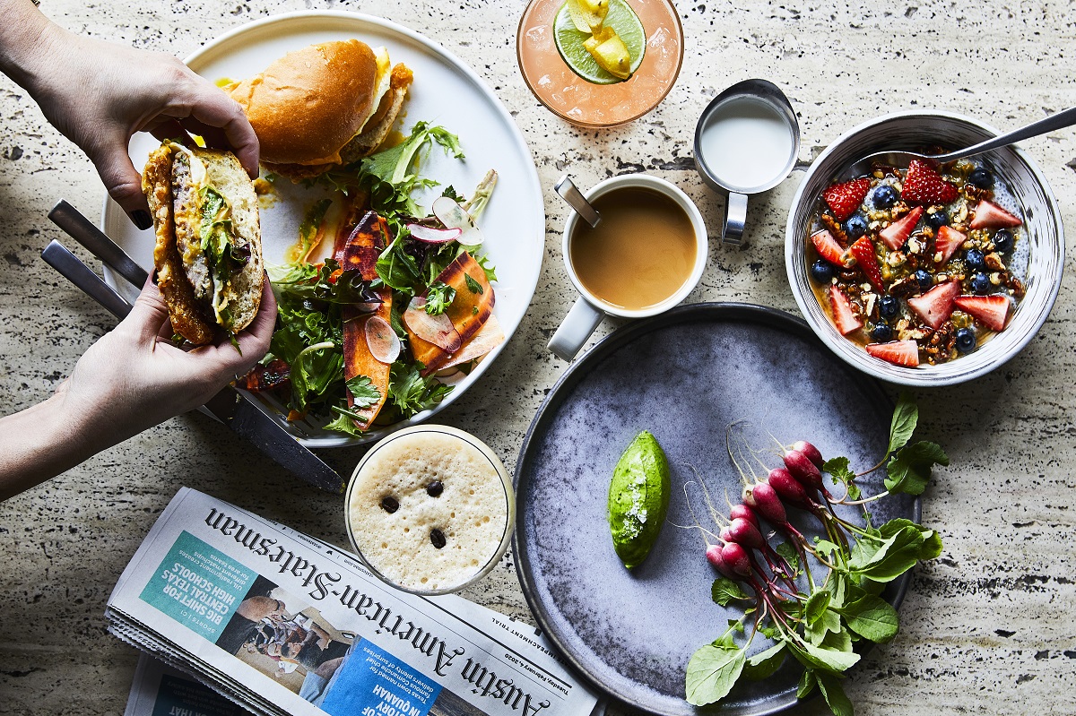 A spread of food at Geraldine's restaurant in Austin, Texas