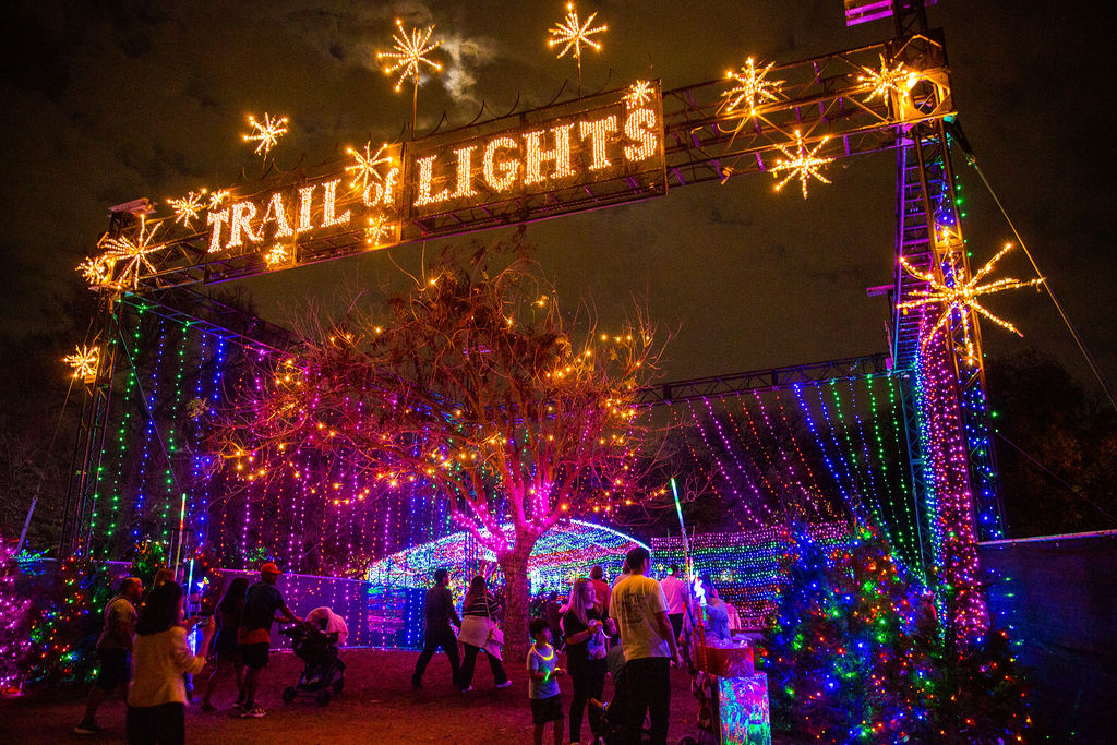 Visitors entering the Trail of Lights in Austin, Texas