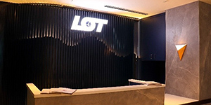 A view of the check-in area for the LOT Business Lounge at Chicago O'Hare International Airport