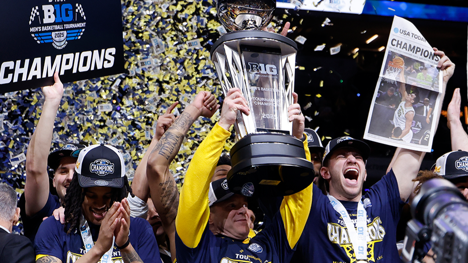 A previous Big Ten Tournament winning team celebrating