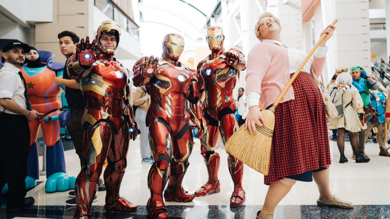 Fans in pop culture costumes at C2E2 in McCormick Place