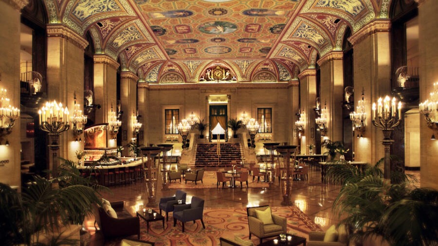 Interior of the Palmer House Hotel lobby
