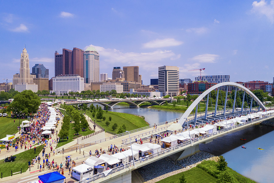 Aerial image of the Columbus Arts Fest