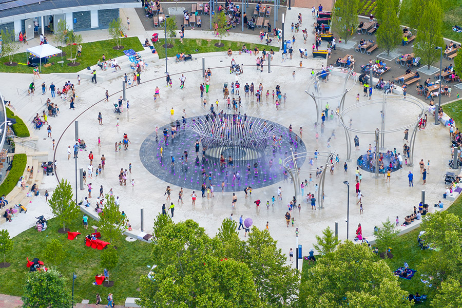 Aerial image of Scioto Mile Fountain
