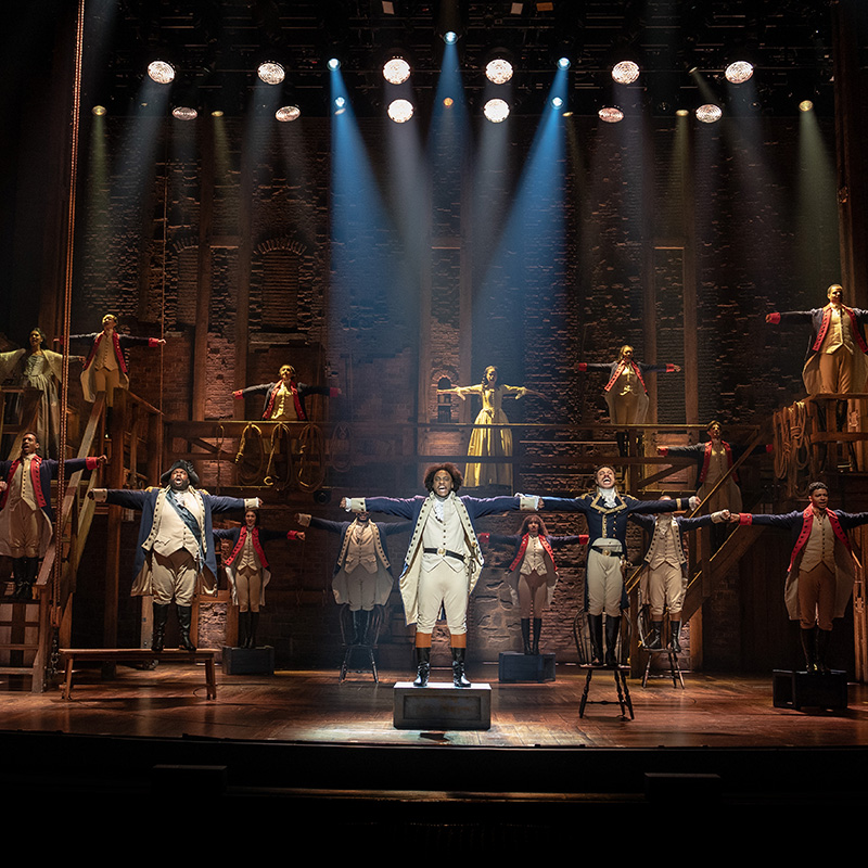Image of the Broadway musical, Hamilton. Photo credit: Joan Marcus