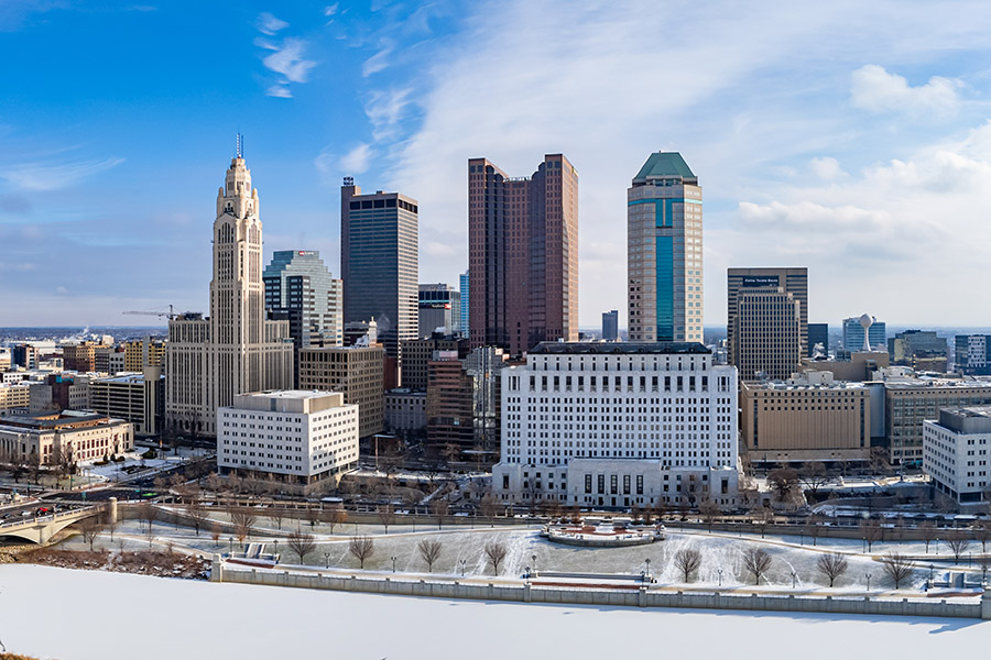 Winter skyline image of Columbus