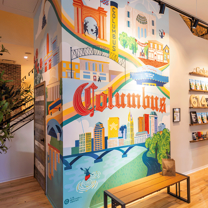GIF of various images from the Columbus Welcome Center.