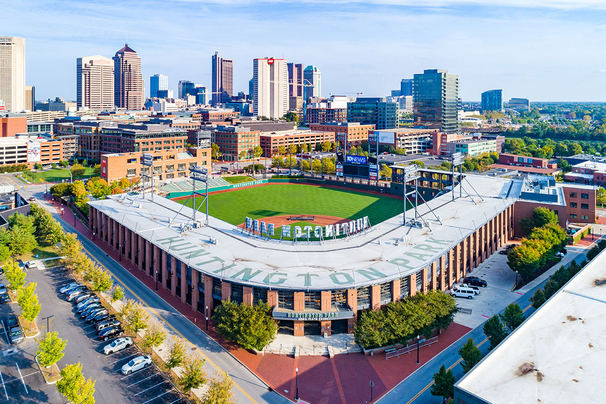 Image of Huntington Park and the Columbus skyline.