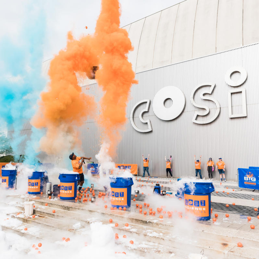 Image of a science experiment held outside COSI.