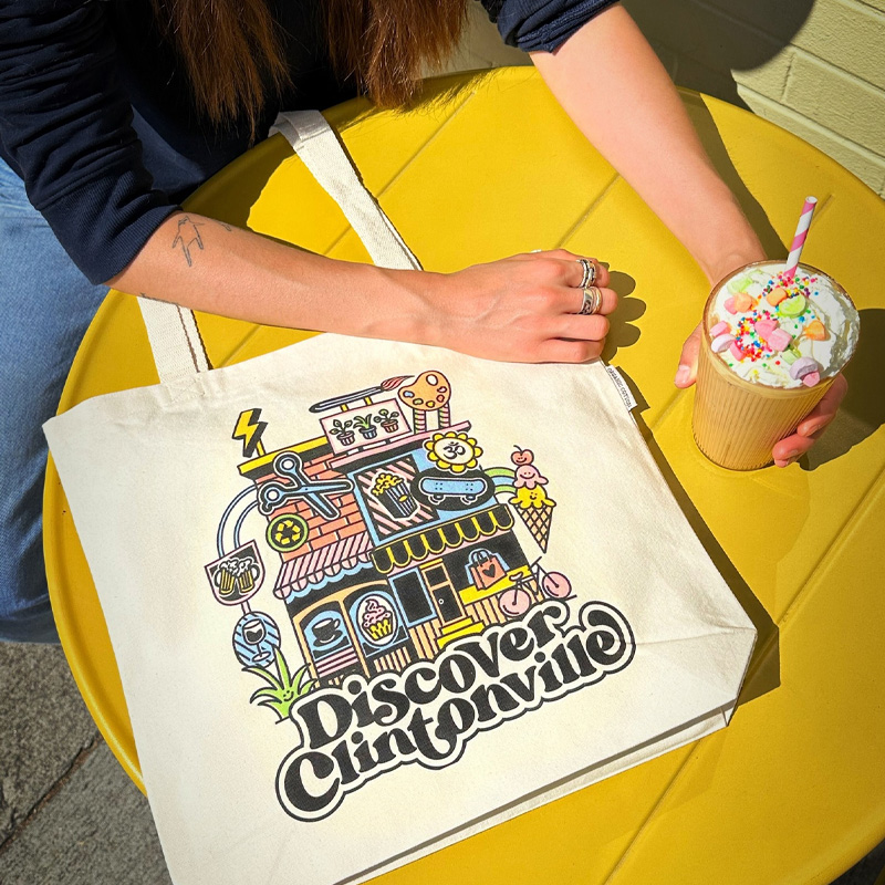 Image of Discover Clintonville tote bag.