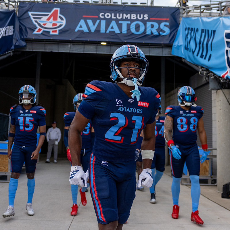 Image of Columbus Aviators football players.