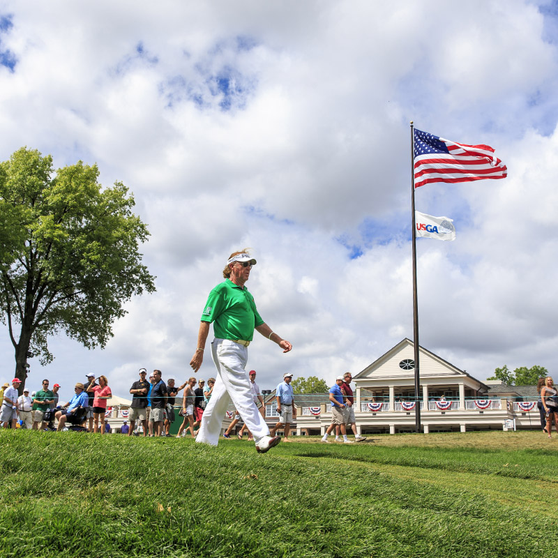 Image of a golfer at the U.S. Senior Open at Scioto Country Club.