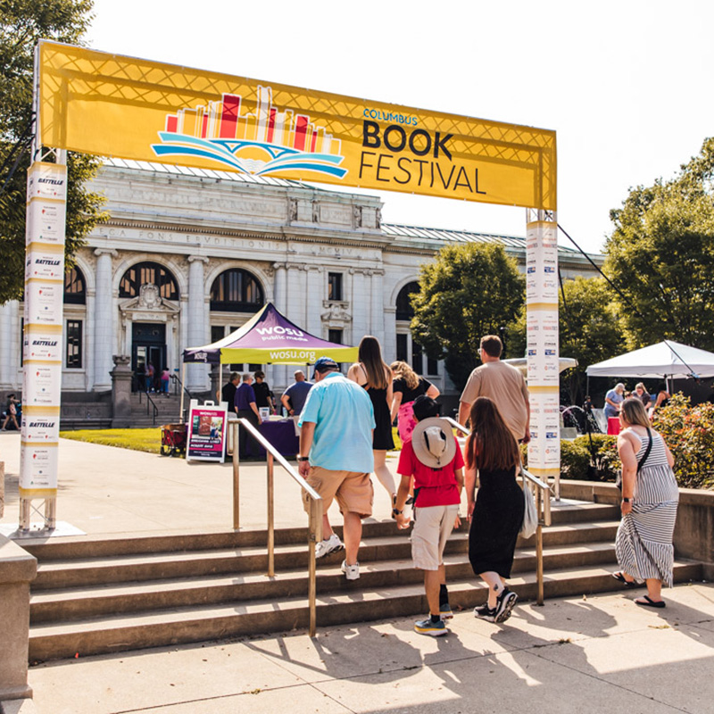 Image of attendees entering the Columbus Book Festival.