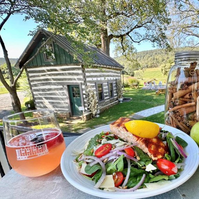 Salmon salad and sangria at Bluemont Station Brewery & Winery