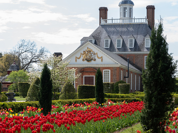 Flowering gardens grace the Governor's Palace in Colonial Williamsburg