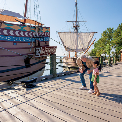 Life-sized replicas of historic ships at Jamestown Settlement