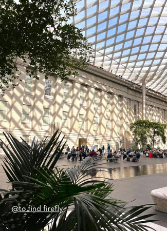 The spacious atrium of the National Museum of American History, featuring high ceilings and natural light.